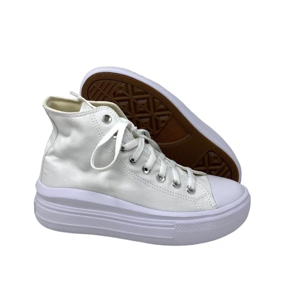 Converse Ctas Move For Women Platform White Canvas Sneakers Casual 568498C-WWWB - Picture 3 of 10